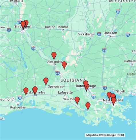 louisiana casinos map - louisiana casino locations